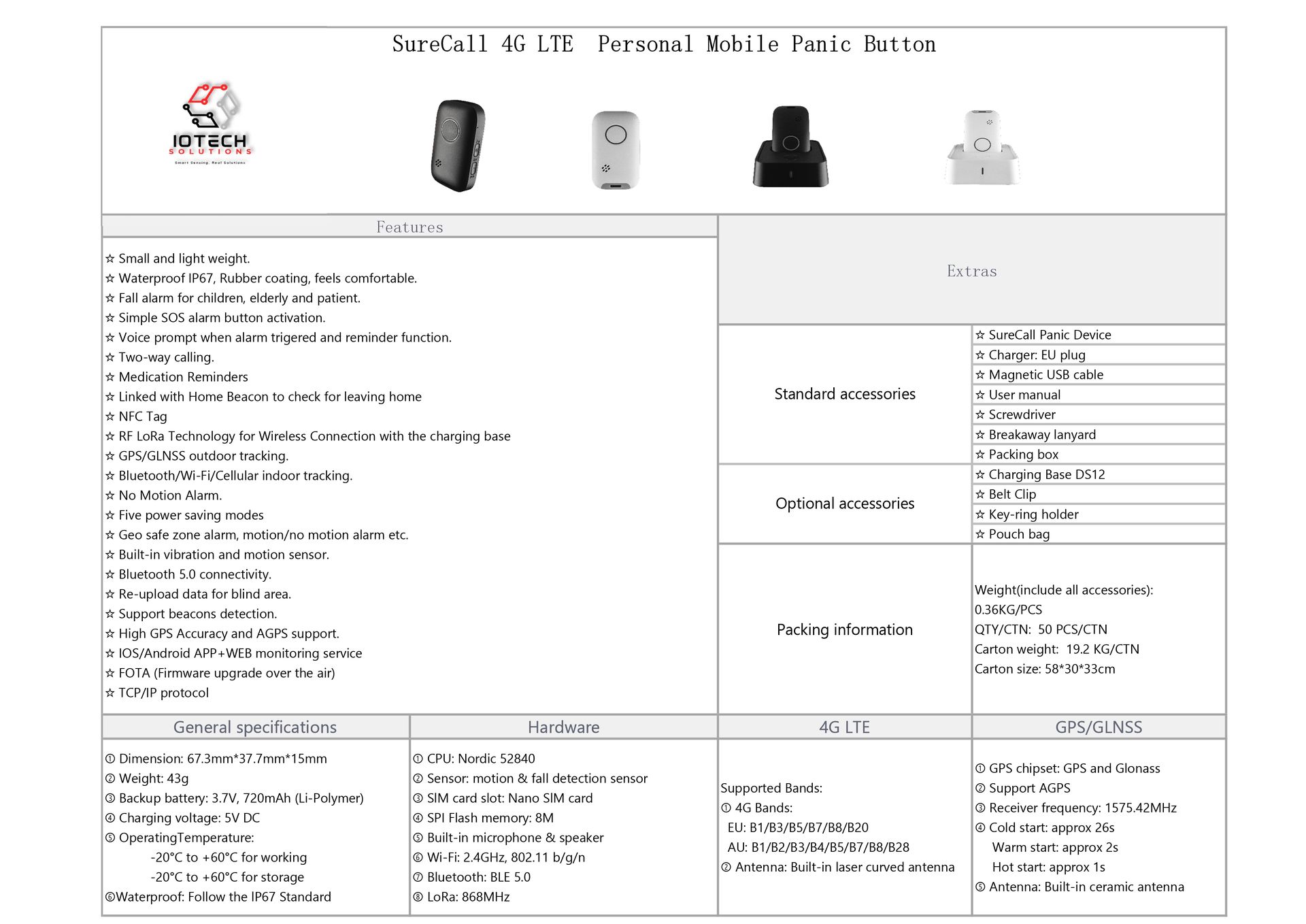SureCall Button Spec Sheet